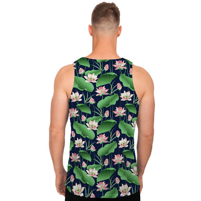 Flower And Leaf Lotus Pattern Print Men's Tank Top
