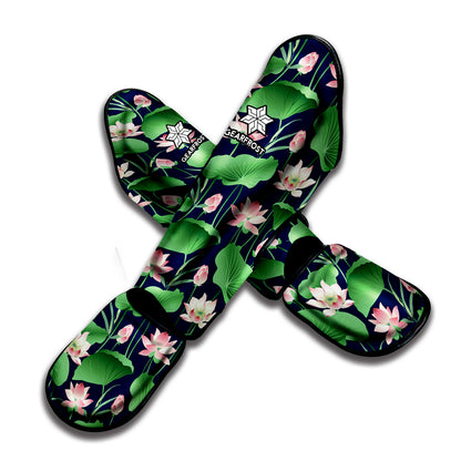 Flower And Leaf Lotus Pattern Print Muay Thai Shin Guard
