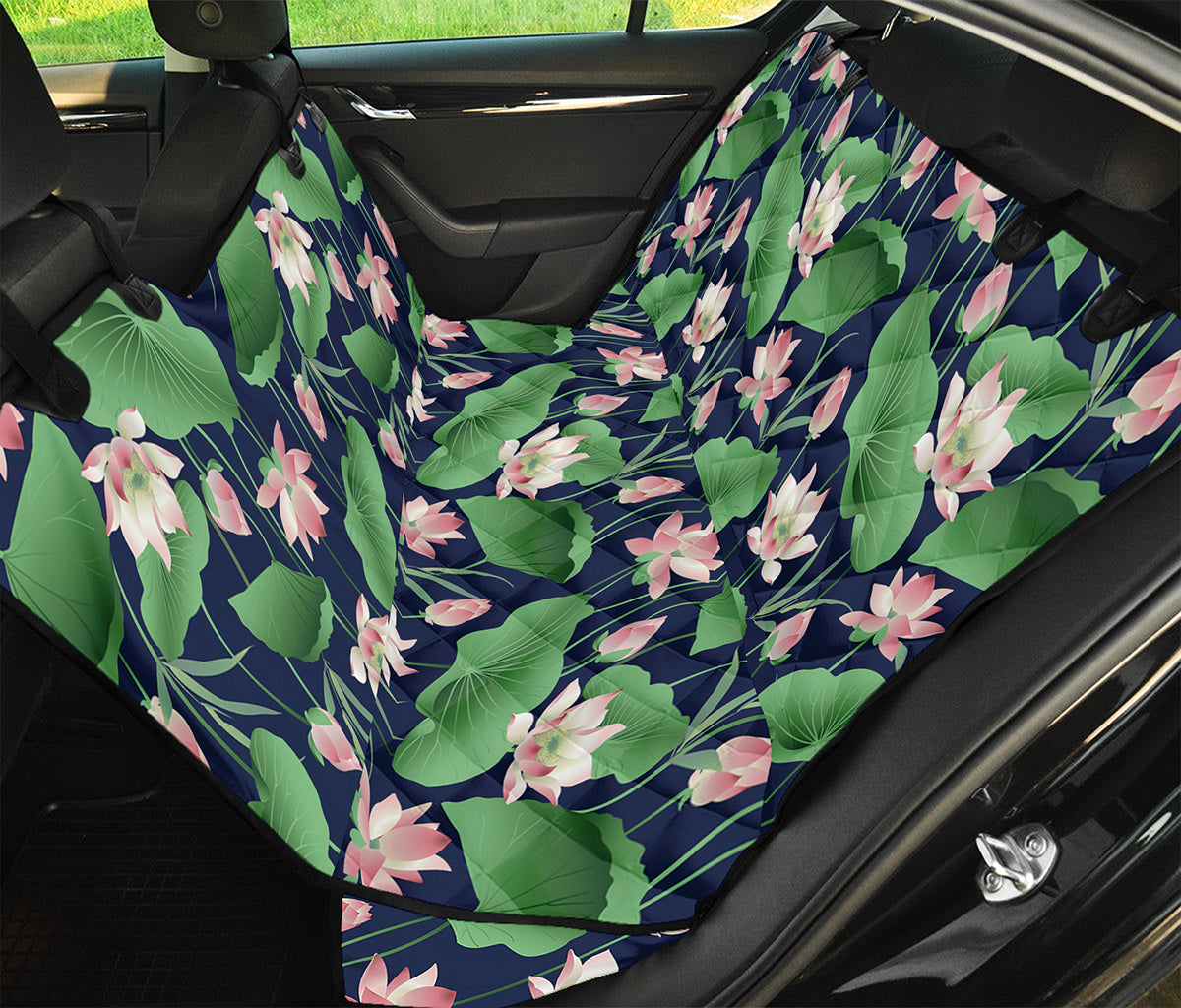 Flower And Leaf Lotus Pattern Print Pet Car Back Seat Cover