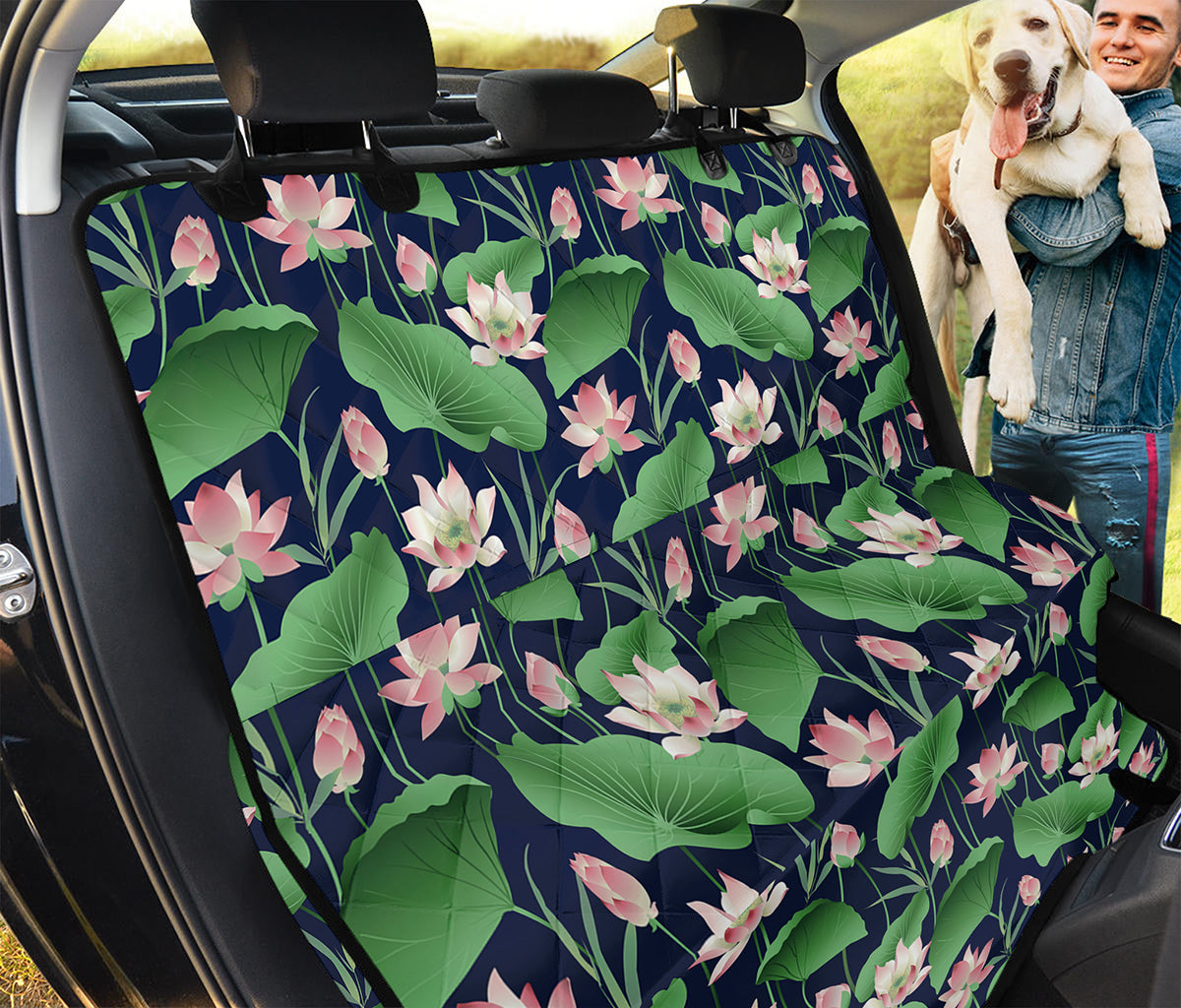 Flower And Leaf Lotus Pattern Print Pet Car Back Seat Cover