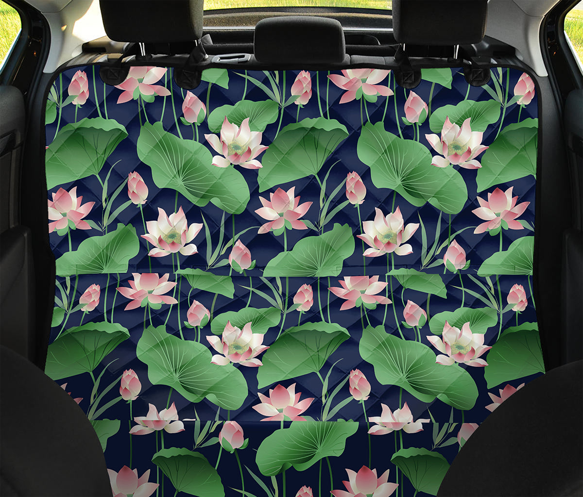 Flower And Leaf Lotus Pattern Print Pet Car Back Seat Cover
