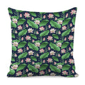 Flower And Leaf Lotus Pattern Print Pillow Cover