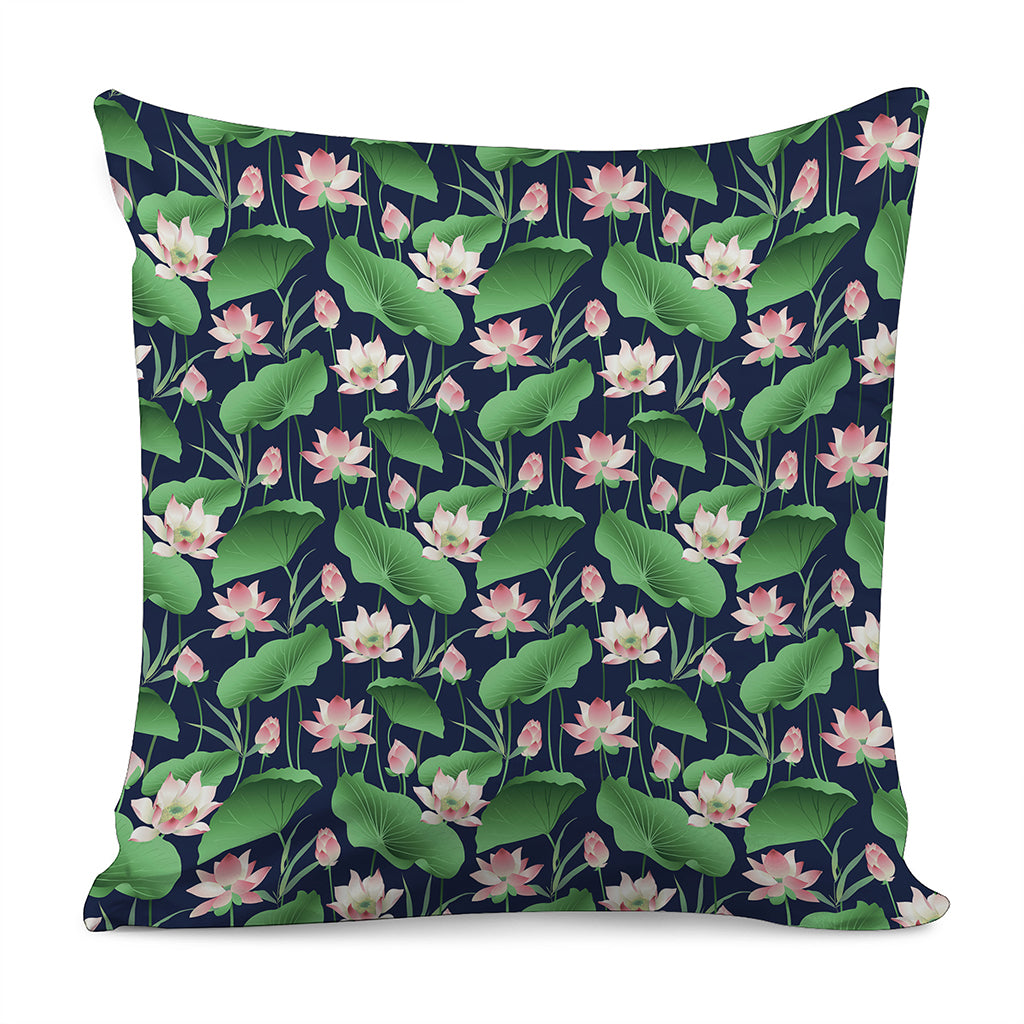 Flower And Leaf Lotus Pattern Print Pillow Cover