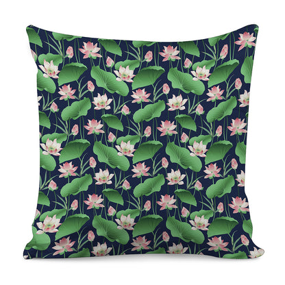 Flower And Leaf Lotus Pattern Print Pillow Cover