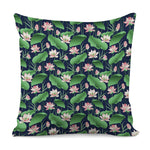Flower And Leaf Lotus Pattern Print Pillow Cover