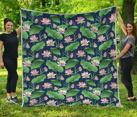 Flower And Leaf Lotus Pattern Print Quilt