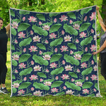 Flower And Leaf Lotus Pattern Print Quilt