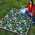 Flower And Leaf Lotus Pattern Print Quilt
