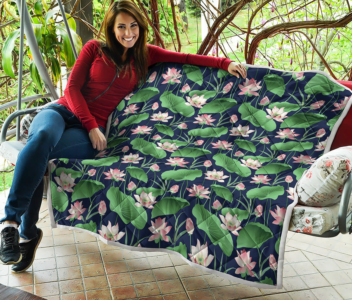 Flower And Leaf Lotus Pattern Print Quilt