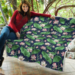 Flower And Leaf Lotus Pattern Print Quilt