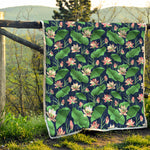 Flower And Leaf Lotus Pattern Print Quilt