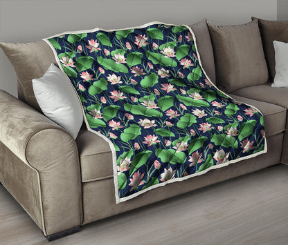 Flower And Leaf Lotus Pattern Print Quilt