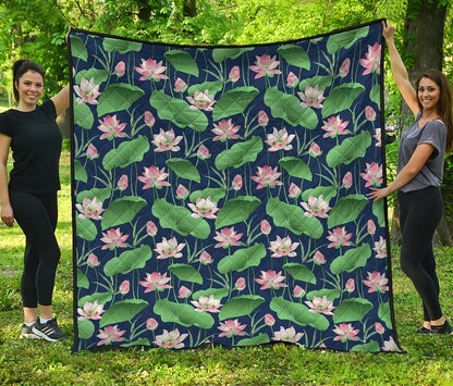 Flower And Leaf Lotus Pattern Print Quilt