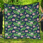 Flower And Leaf Lotus Pattern Print Quilt