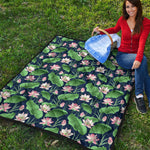 Flower And Leaf Lotus Pattern Print Quilt