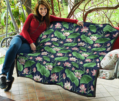 Flower And Leaf Lotus Pattern Print Quilt