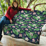 Flower And Leaf Lotus Pattern Print Quilt