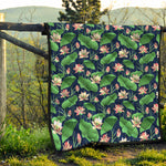 Flower And Leaf Lotus Pattern Print Quilt