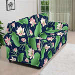 Flower And Leaf Lotus Pattern Print Sofa Cover