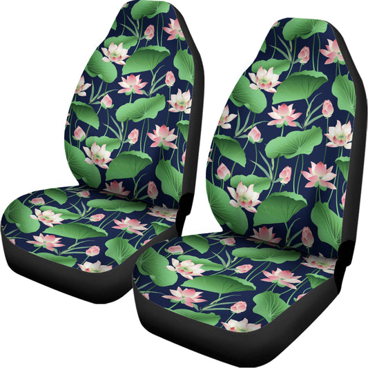 Flower And Leaf Lotus Pattern Print Universal Fit Car Seat Covers