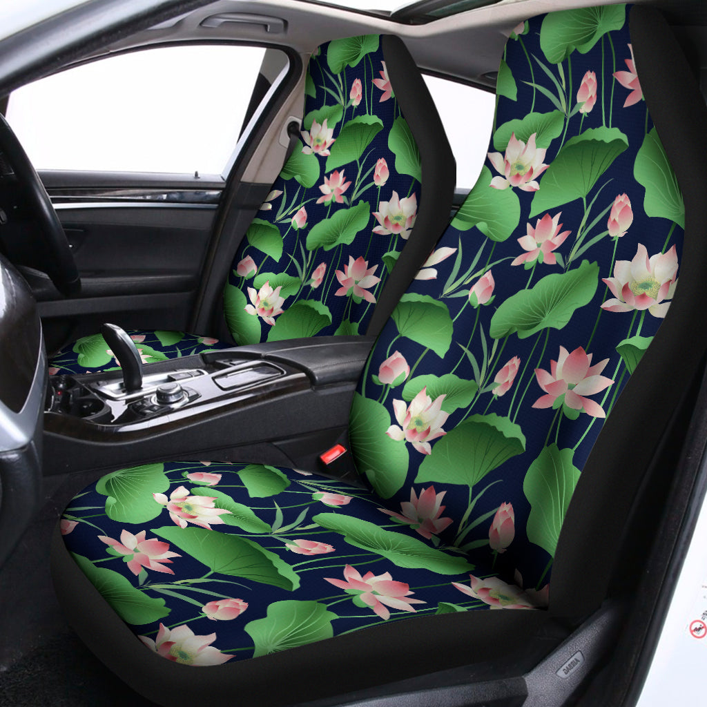 Flower And Leaf Lotus Pattern Print Universal Fit Car Seat Covers