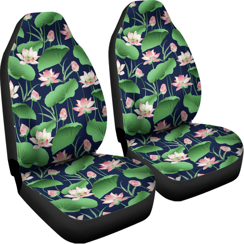 Flower And Leaf Lotus Pattern Print Universal Fit Car Seat Covers