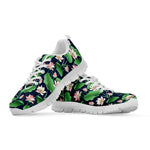 Flower And Leaf Lotus Pattern Print White Sneakers