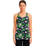 Flower And Leaf Lotus Pattern Print Women's Racerback Tank Top