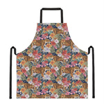 Flower And Tiger Pattern Print Apron