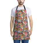 Flower And Tiger Pattern Print Apron