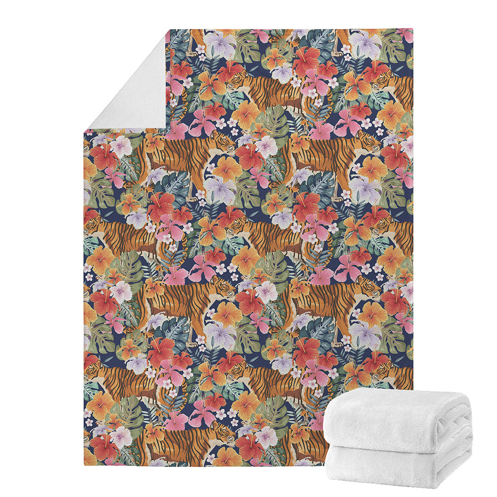 Flower And Tiger Pattern Print Blanket