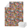 Flower And Tiger Pattern Print Blanket