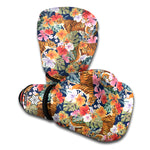 Flower And Tiger Pattern Print Boxing Gloves