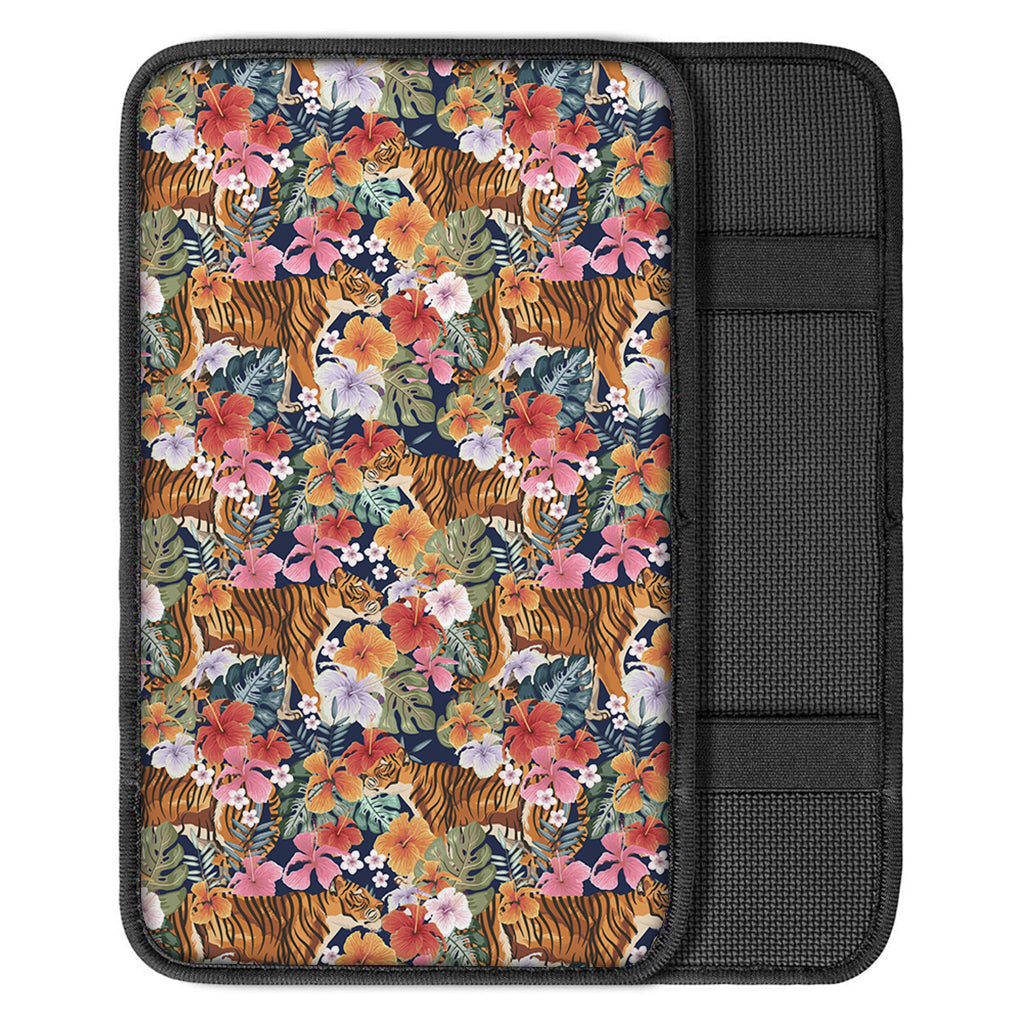 Flower And Tiger Pattern Print Car Center Console Cover