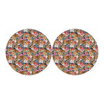 Flower And Tiger Pattern Print Car Coasters