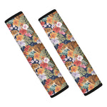 Flower And Tiger Pattern Print Car Seat Belt Covers