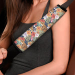 Flower And Tiger Pattern Print Car Seat Belt Covers