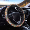 Flower And Tiger Pattern Print Car Steering Wheel Cover