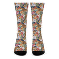 Flower And Tiger Pattern Print Crew Socks