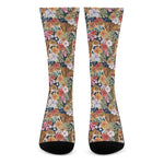 Flower And Tiger Pattern Print Crew Socks