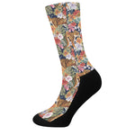 Flower And Tiger Pattern Print Crew Socks