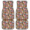 Flower And Tiger Pattern Print Front and Back Car Floor Mats