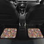 Flower And Tiger Pattern Print Front and Back Car Floor Mats