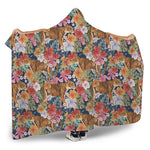 Flower And Tiger Pattern Print Hooded Blanket