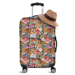 Flower And Tiger Pattern Print Luggage Cover