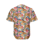 Flower And Tiger Pattern Print Men's Baseball Jersey