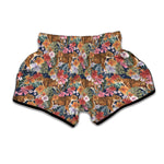 Flower And Tiger Pattern Print Muay Thai Boxing Shorts