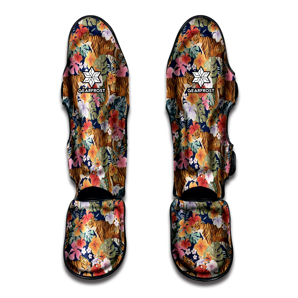 Flower And Tiger Pattern Print Muay Thai Shin Guard