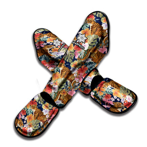 Flower And Tiger Pattern Print Muay Thai Shin Guard