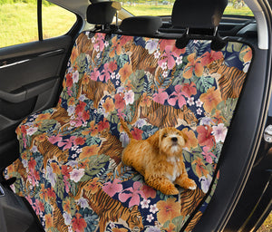 Flower And Tiger Pattern Print Pet Car Back Seat Cover